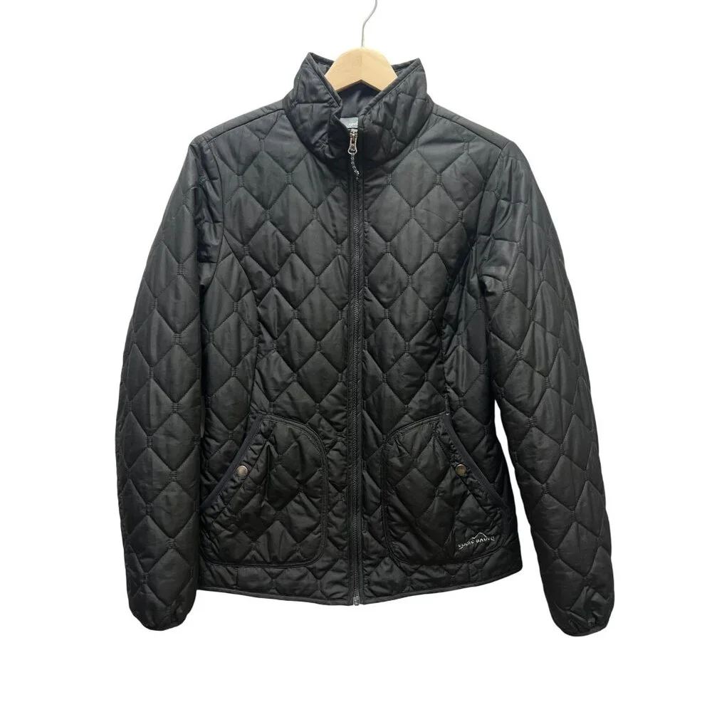 Eddie Bauer Black Quilted Insulated Chore Coat